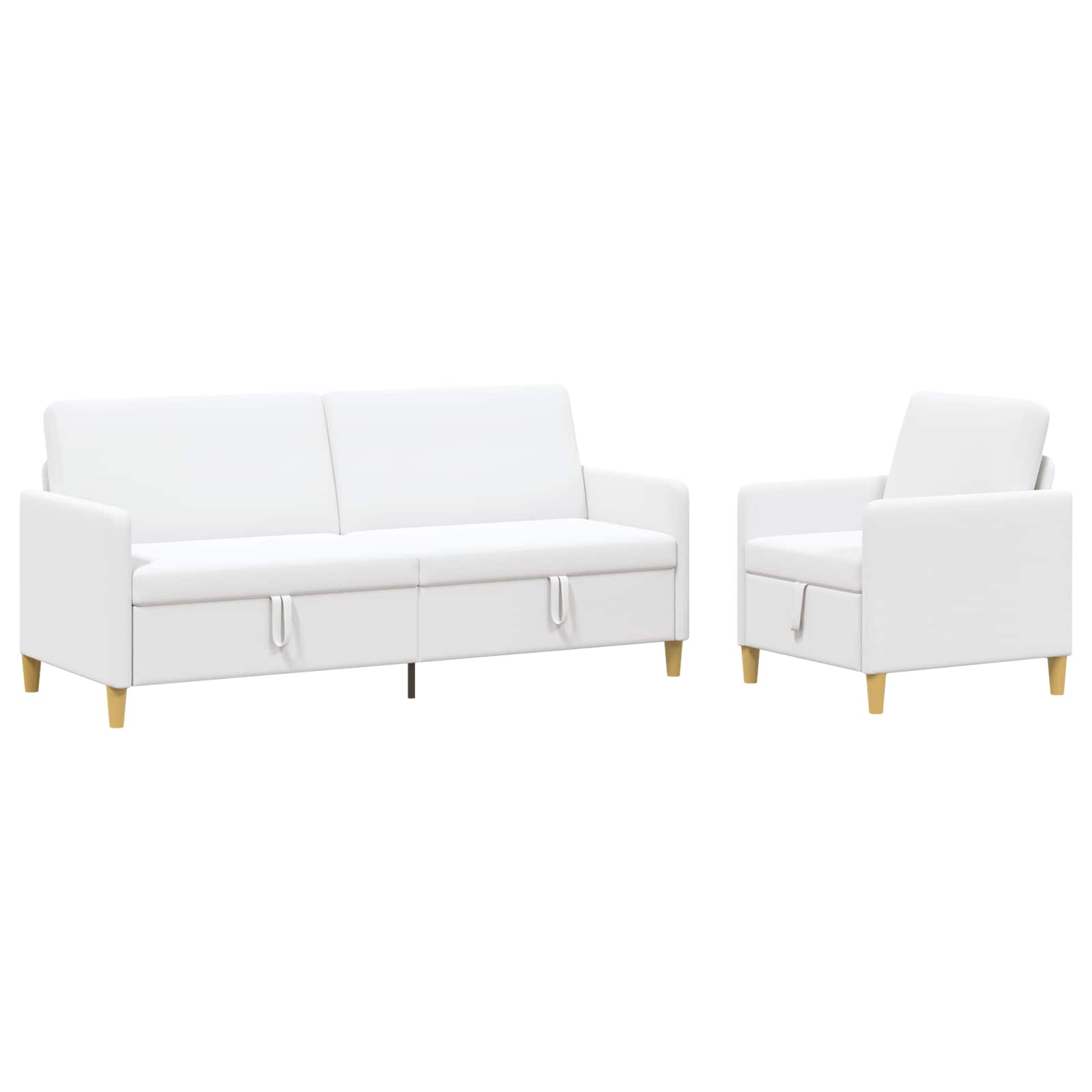 Set di Divani con Storage 2 pcs Bianco Poliestere | homemem39