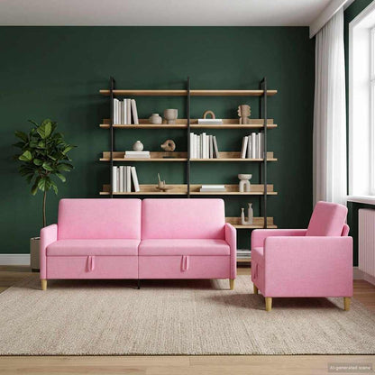 Set di Divani con Storage 2 pz Rosa Poliestere