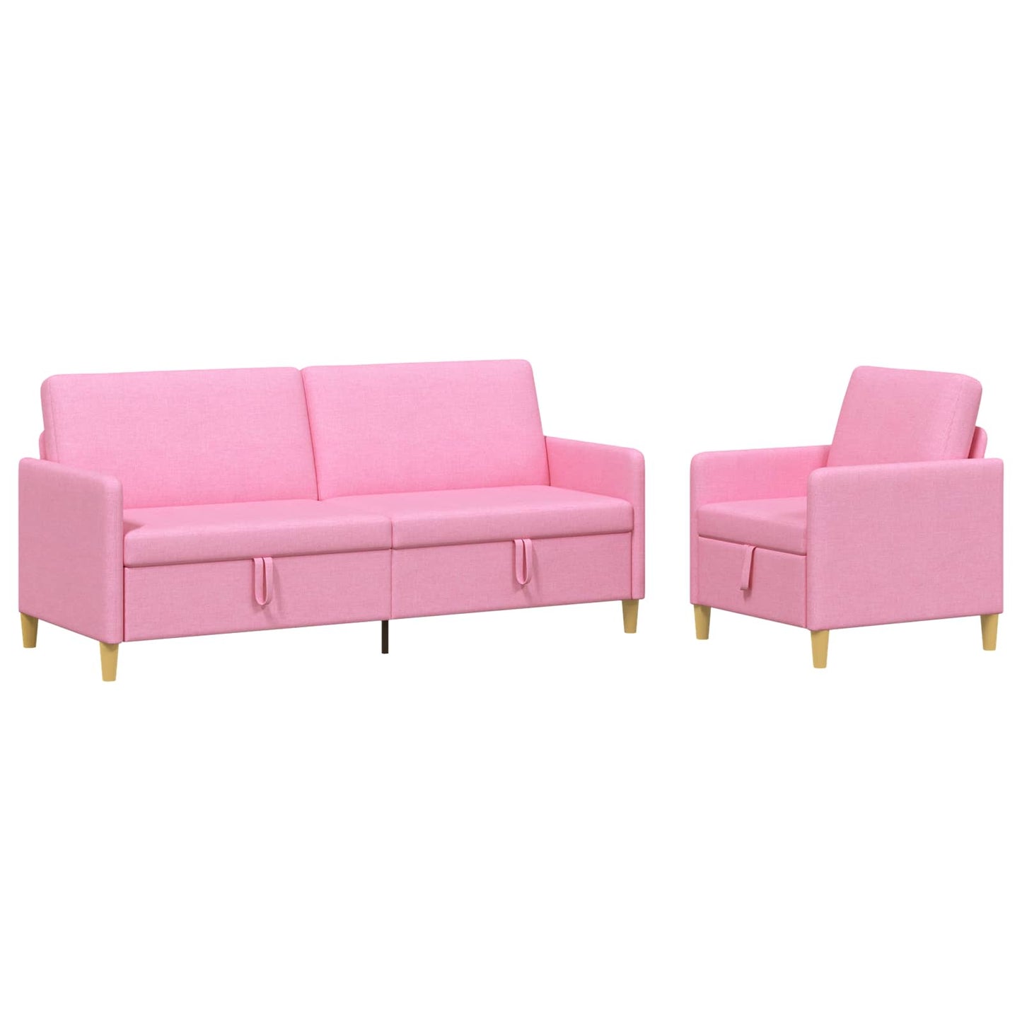 Set di Divani con Storage 2 pz Rosa Poliestere