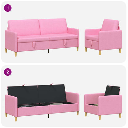 Set di Divani con Storage 2 pcs Rosa Poliestere | homemem39