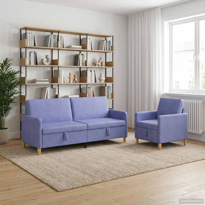 Set di Divani con Storage 2 pz Blu jeans Poliestere