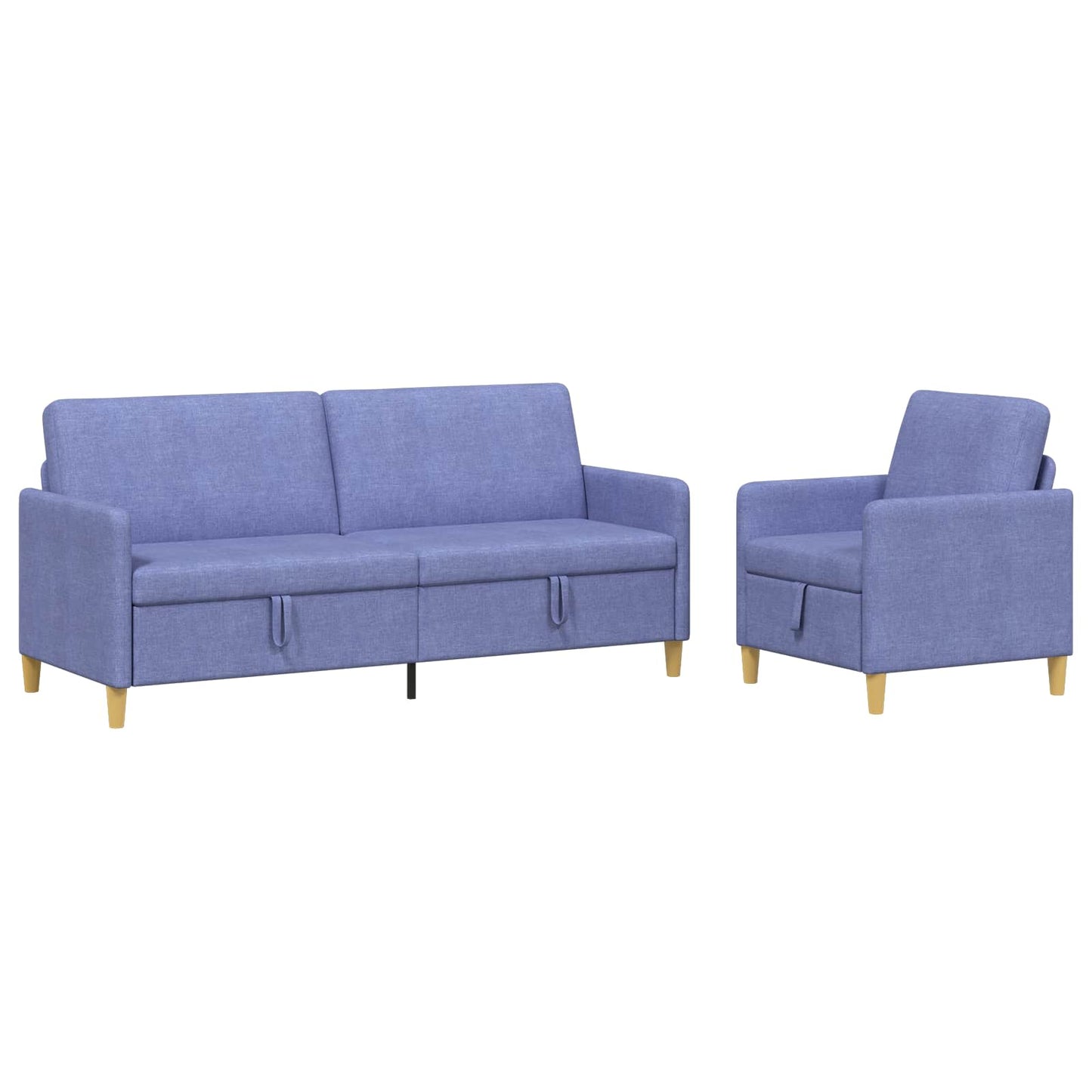 Set di Divani con Storage 2 pz Blu jeans Poliestere