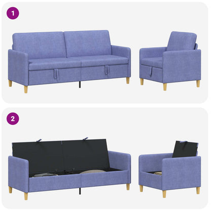 Set di Divani con Storage 2 pz Blu jeans Poliestere