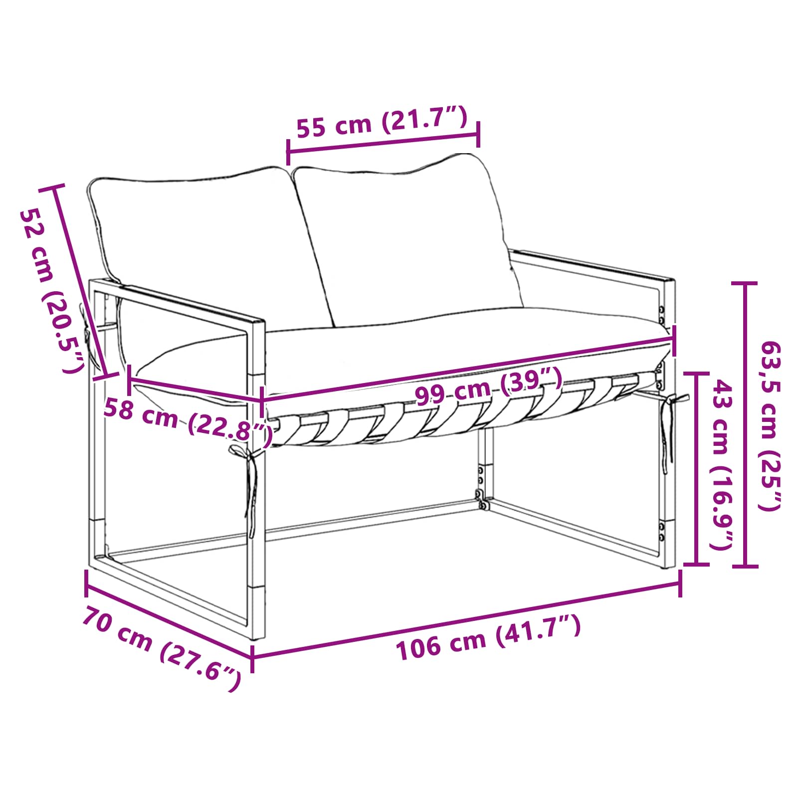 Set Divano da Giardino Nero e antracite Acciaio | homemem39