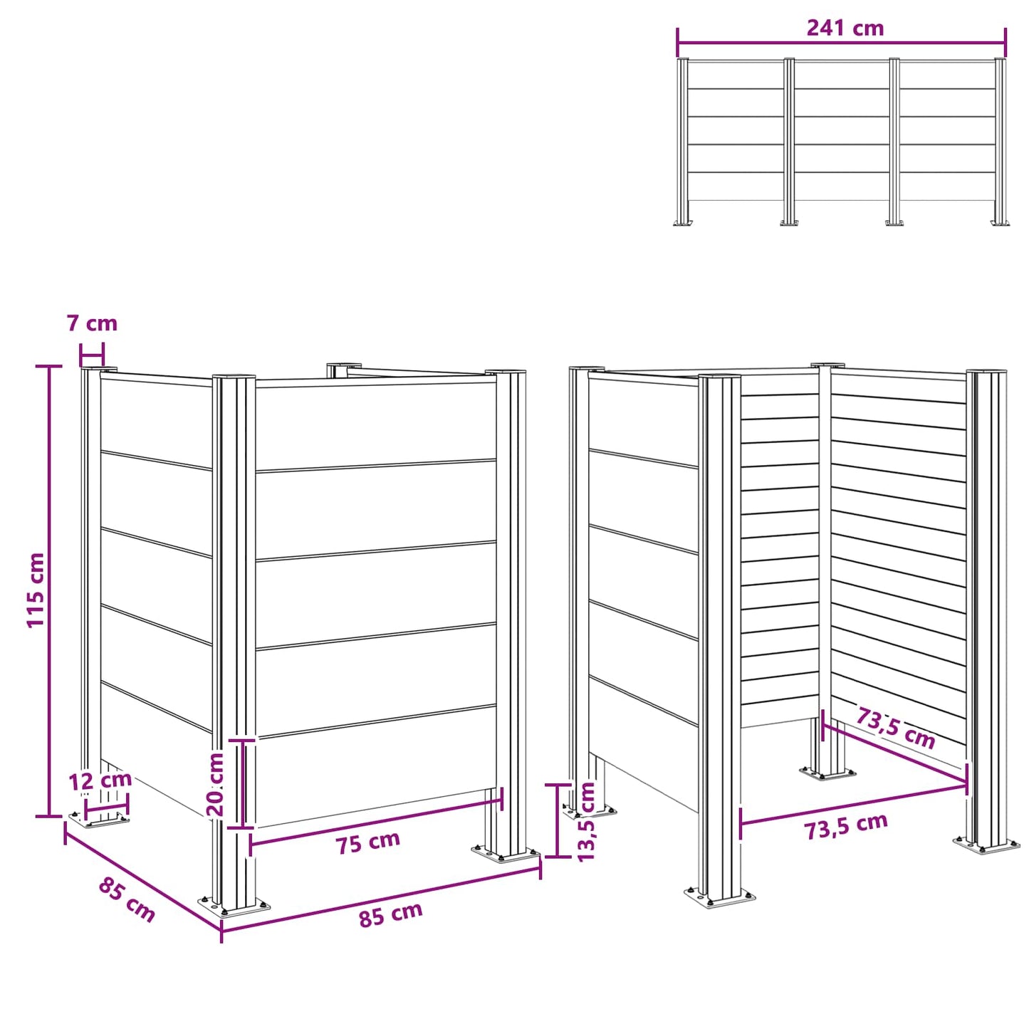 Recinzione Contenitore per Rifiuti Marrone 85 x 85 x 115 cm | homemem39