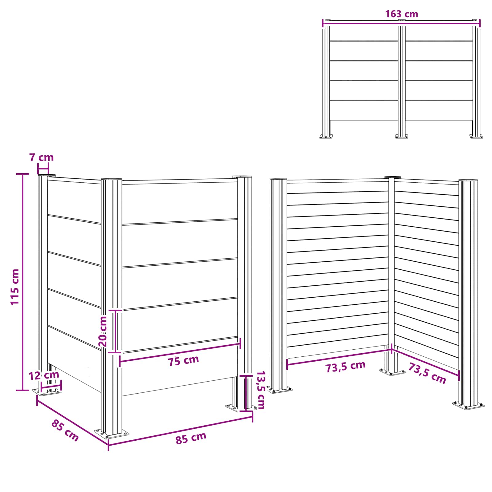 Recinzione Contenitore per Rifiuti Marrone 85 x 85 x 115 cm | homemem39