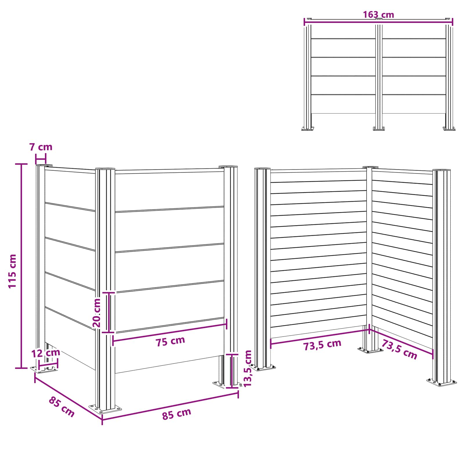 Recinzione Contenitore per Rifiuti Grigio 85 x 85 x 115 cm | homemem39