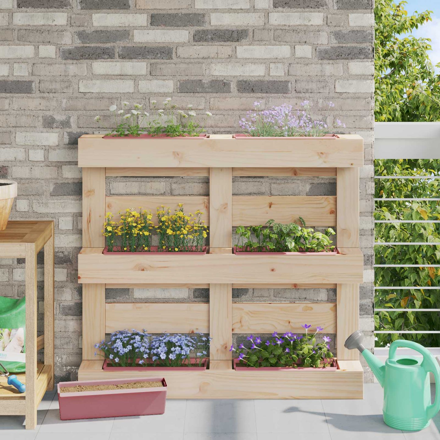 Fioriere per Euro pallet 12 pcs Marrone 36,5 x 14 x 9,5 cm | homemem39