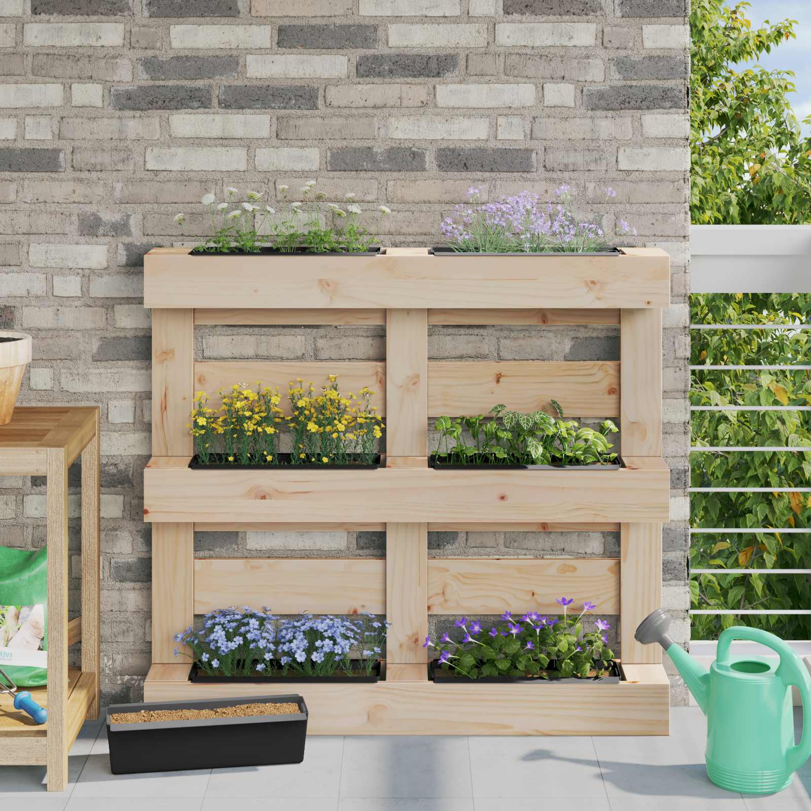 Fioriere per Euro pallet 24 pcs Nero 36 x 13,5 x 9,5 cm | homemem39