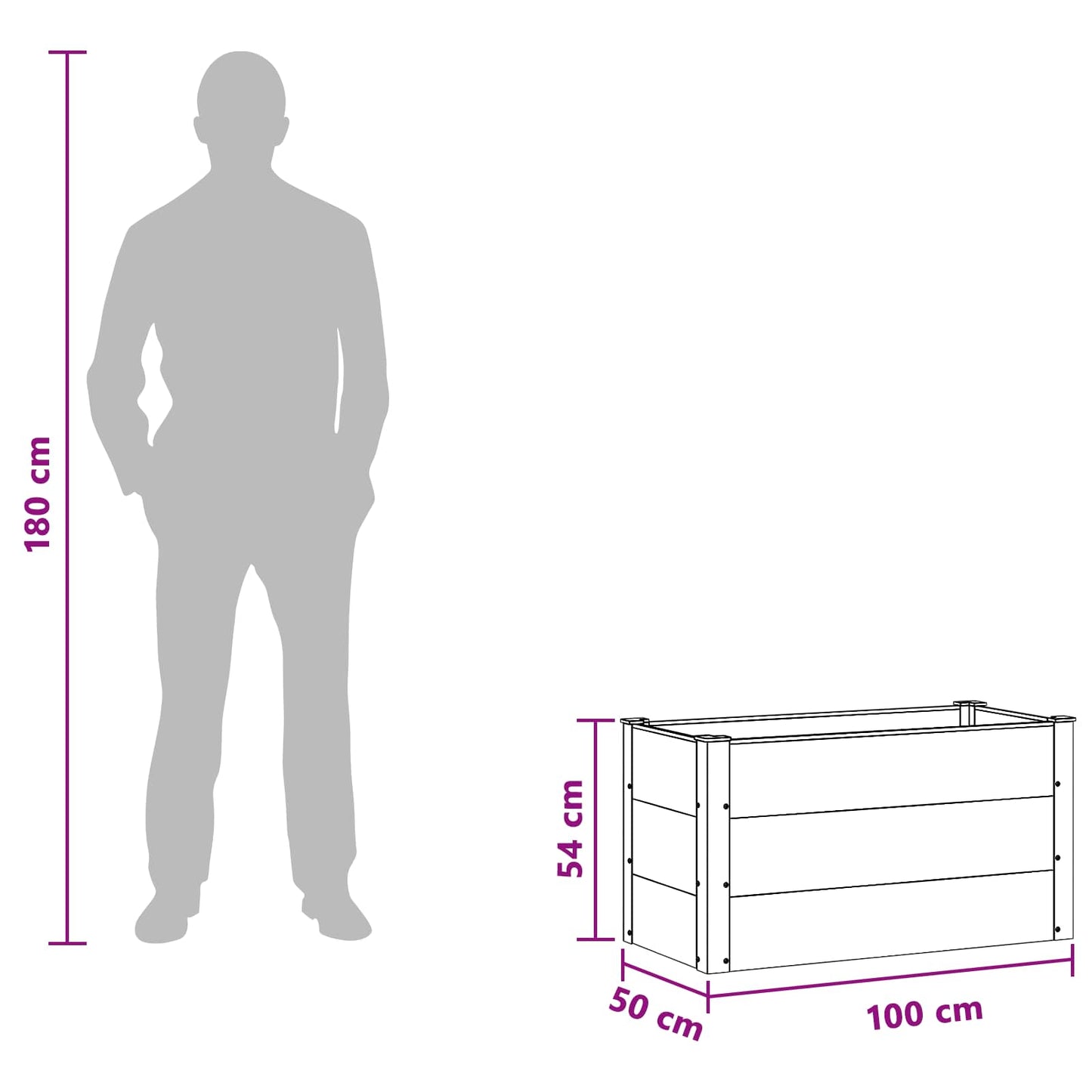Letto rialzato da giardino Nero 100 x 50 x 54 cm - homemem39