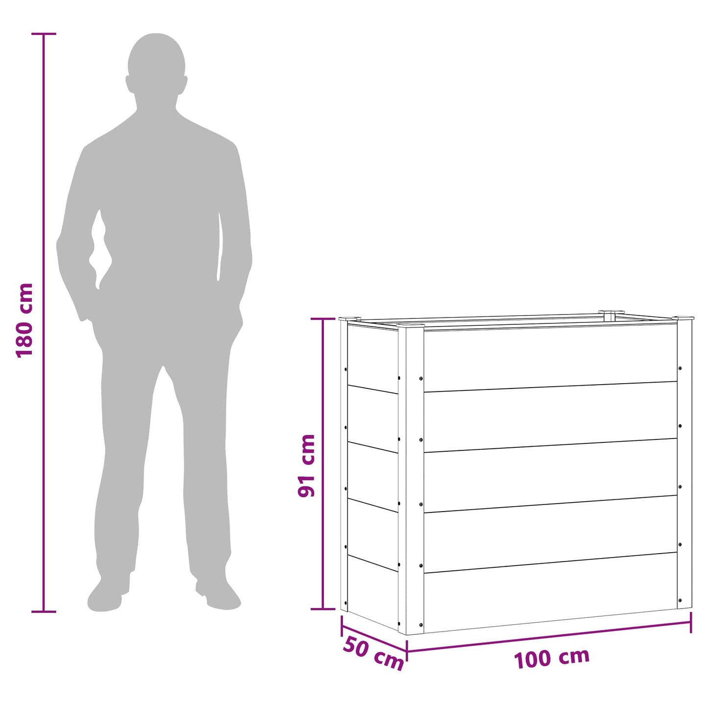 Letto rialzato da giardino Marrone 100 x 50 x 91 cm | homemem39