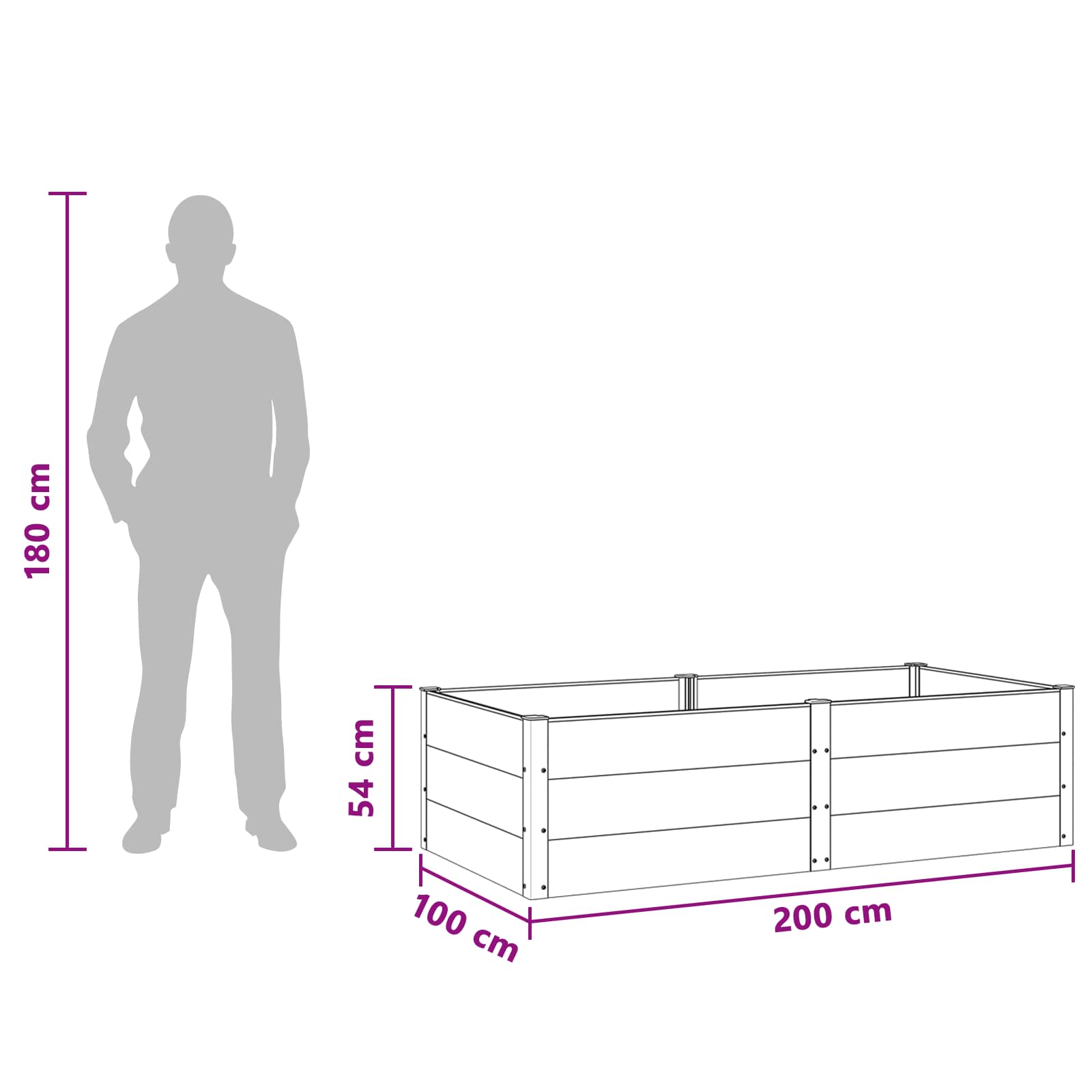 Letto rialzato da giardino Marrone 200 x 100 x 54 cm | homemem39