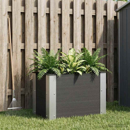 Letto rialzato da giardino Nero 50 x 30 x 36 cm WPC e Alluminio