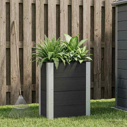 Letto rialzato da giardino Nero 50 x 30 x 72 cm WPC e Alluminio