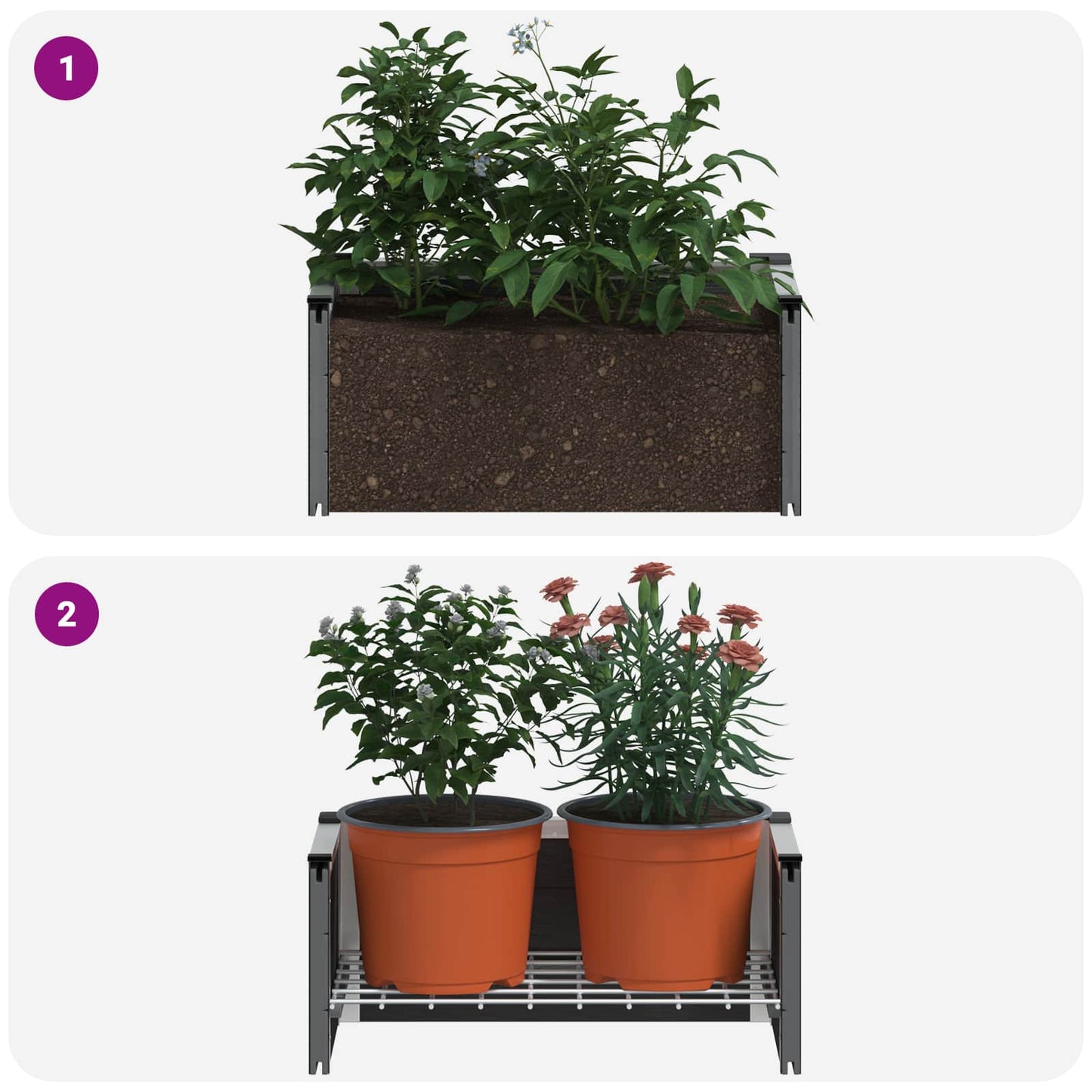 Letto rialzato da giardino Grigio 50 x 30 x 22 cm | homemem39