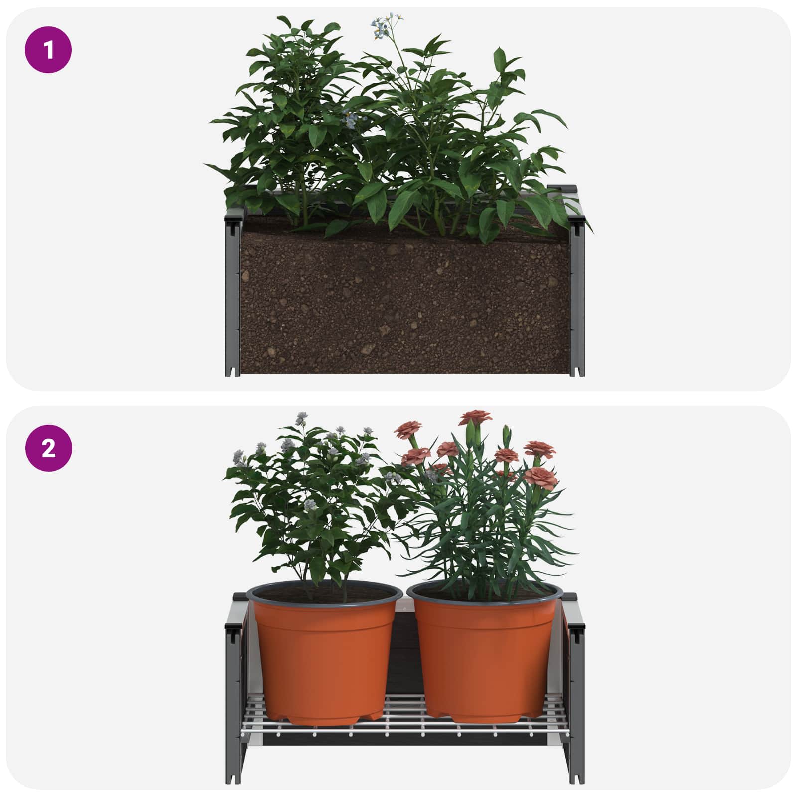 Letto rialzato da giardino Grigio 50 x 30 x 22 cm | homemem39