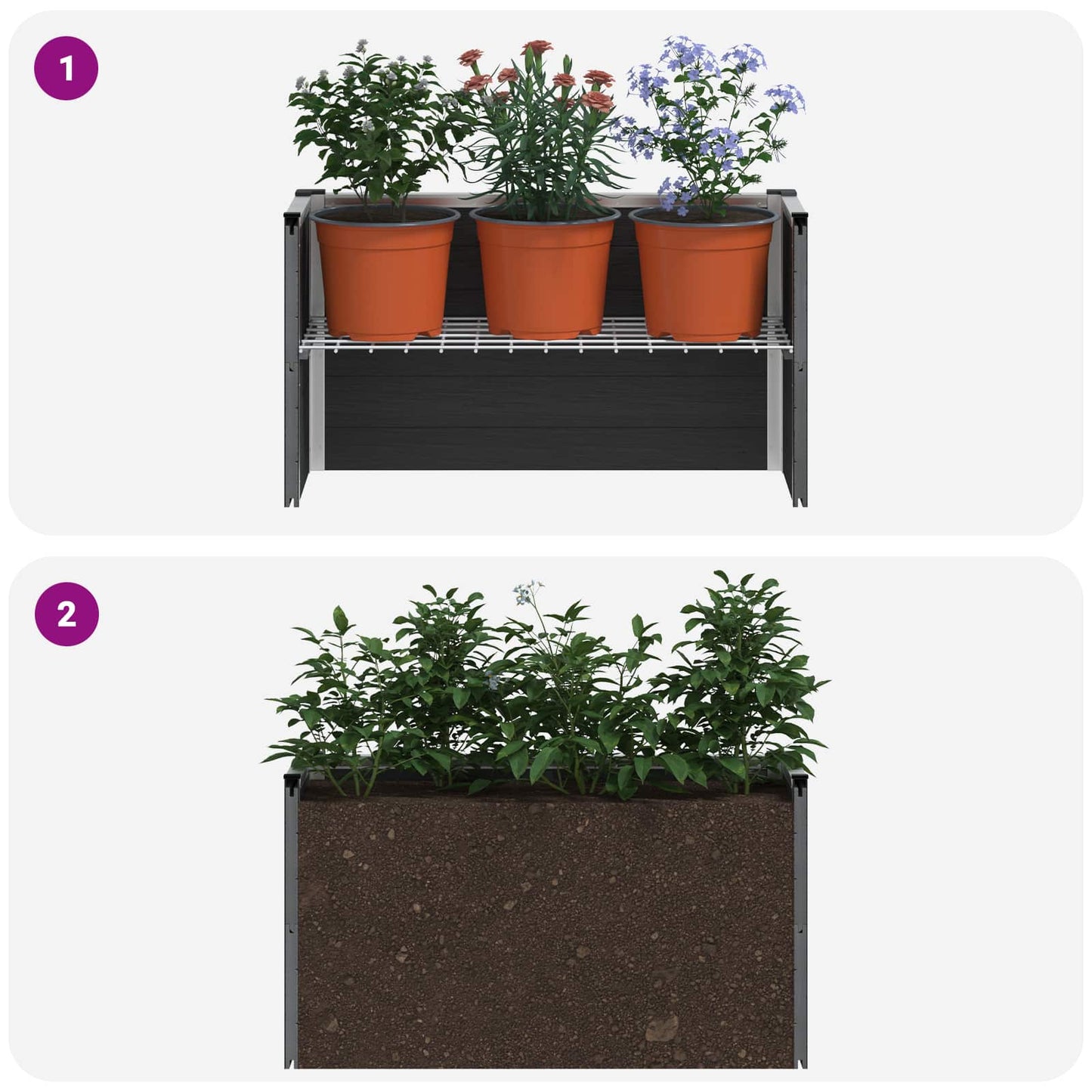 Letto rialzato da giardino Grigio 75 x 30 x 22 cm | homemem39