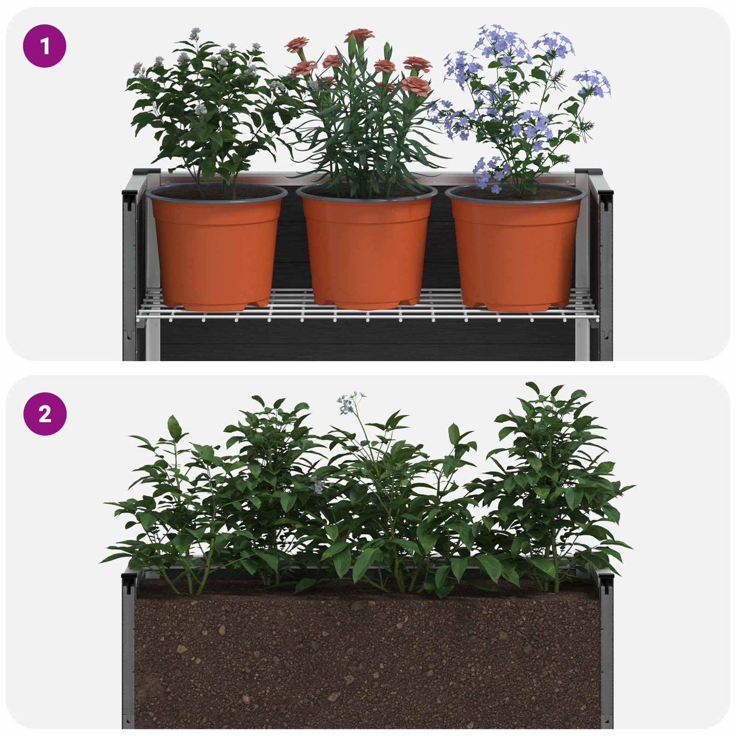 Letto rialzato da giardino Grigio 100 x 30 x 22 cm | homemem39