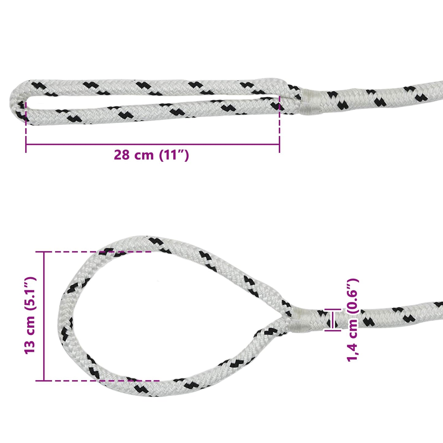 Corda da Barca 15 m 1.4 Bianco e Nero Poliestere | homemem39