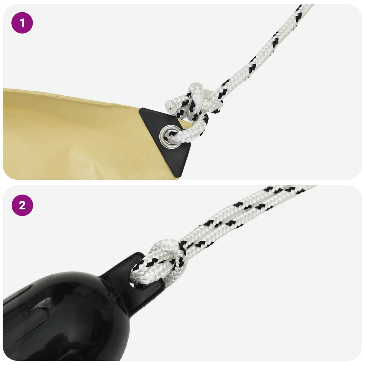 Corda da Barca 6 m 1.6 Bianco e Nero Poliestere | homemem39