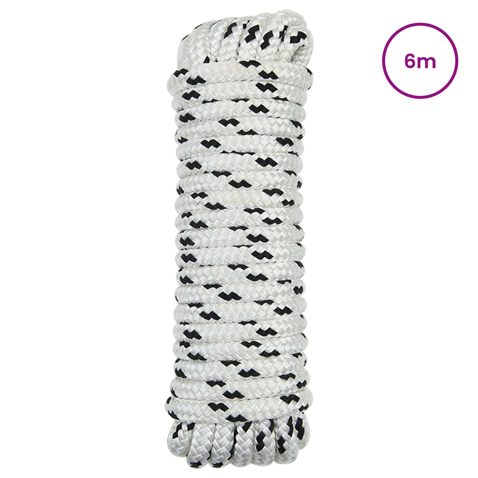 Corda da Barca 6 m 1.6 Bianco e Nero Poliestere | homemem39