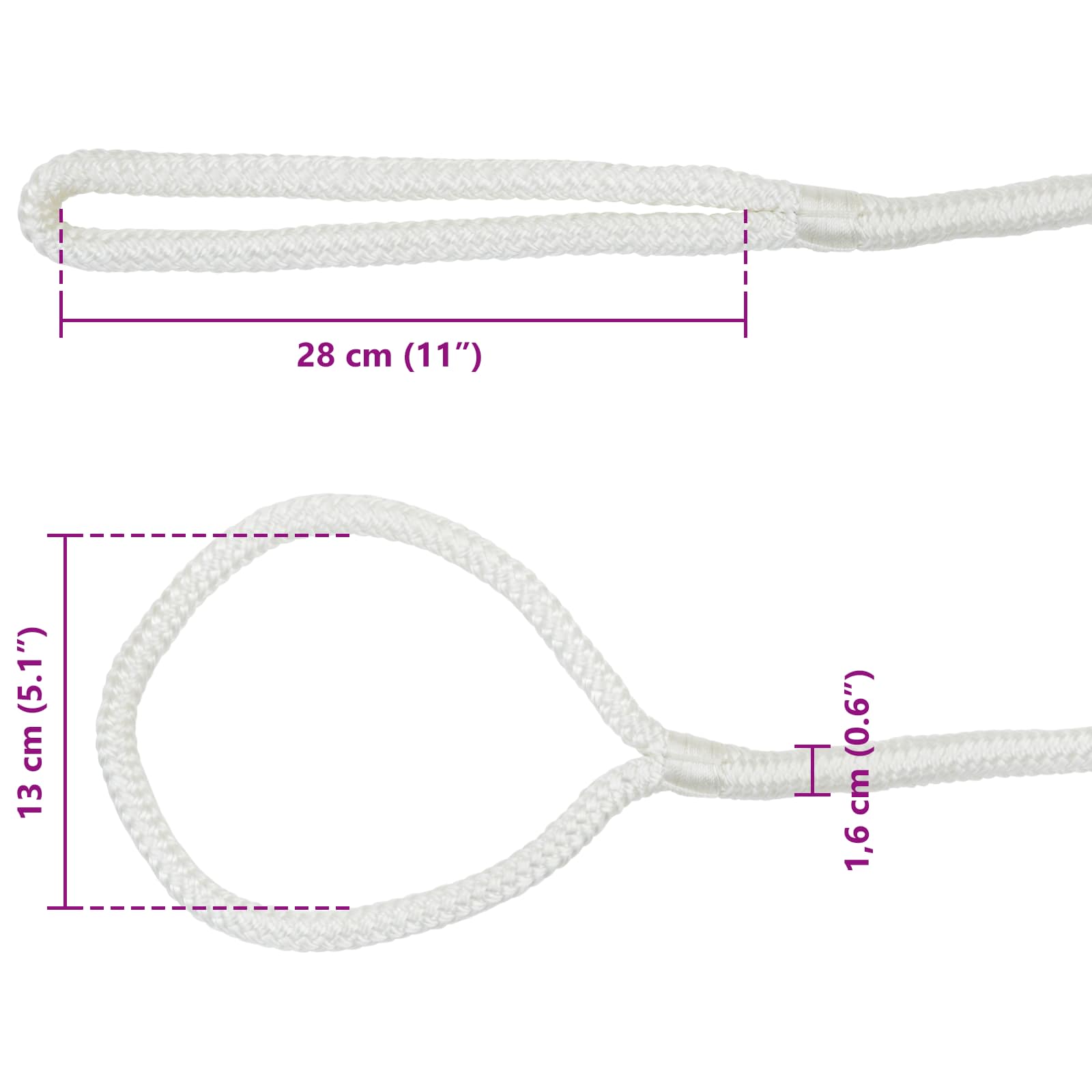 Corda da Barca 9 m 1.6 Bianco Poliestere | homemem39