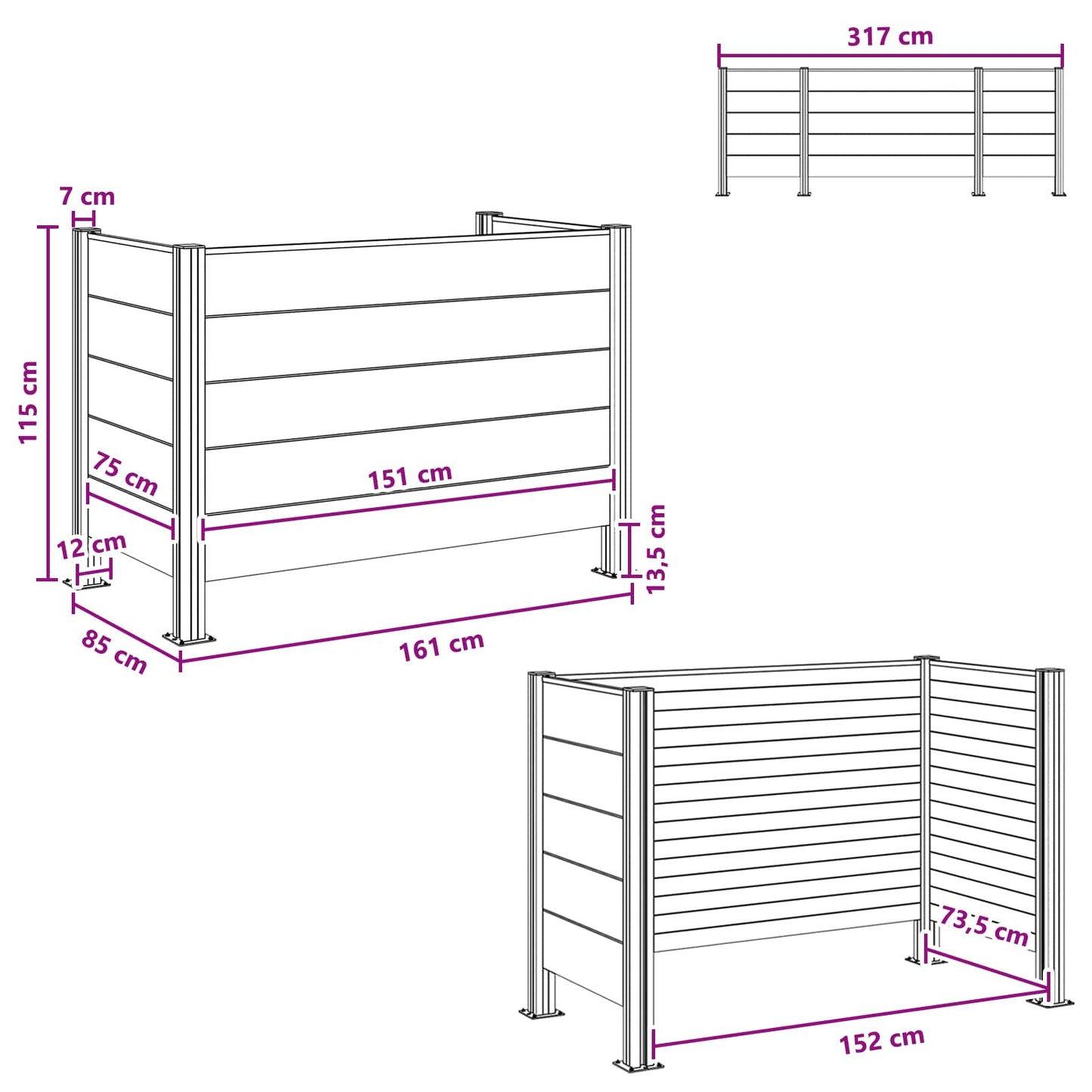 Recinzione Contenitore per Rifiuti Marrone 161 x 85 x 115 cm | homemem39