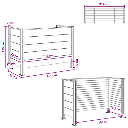 Recinzione Contenitore per Rifiuti Grigio 161 x 85 x 115 cm | homemem39