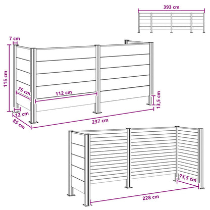 Recinzione Contenitore per Rifiuti Grigio 237 x 85 x 115 cm | homemem39