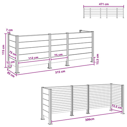 Recinzione Contenitore per Rifiuti Grigio 315 x 85 x 115 cm - homemem39