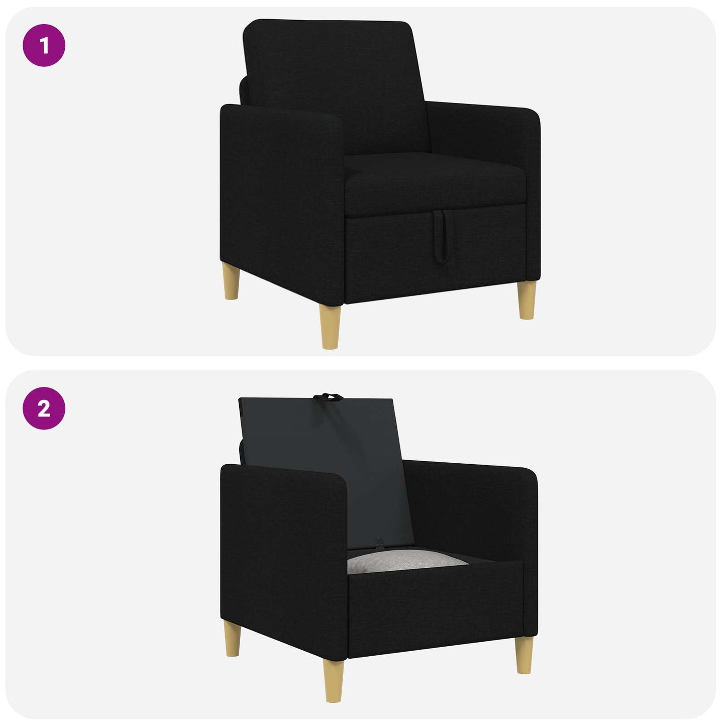 Divano con Storage Nero 72 x 78 x 87 cm Poliestere | homemem39