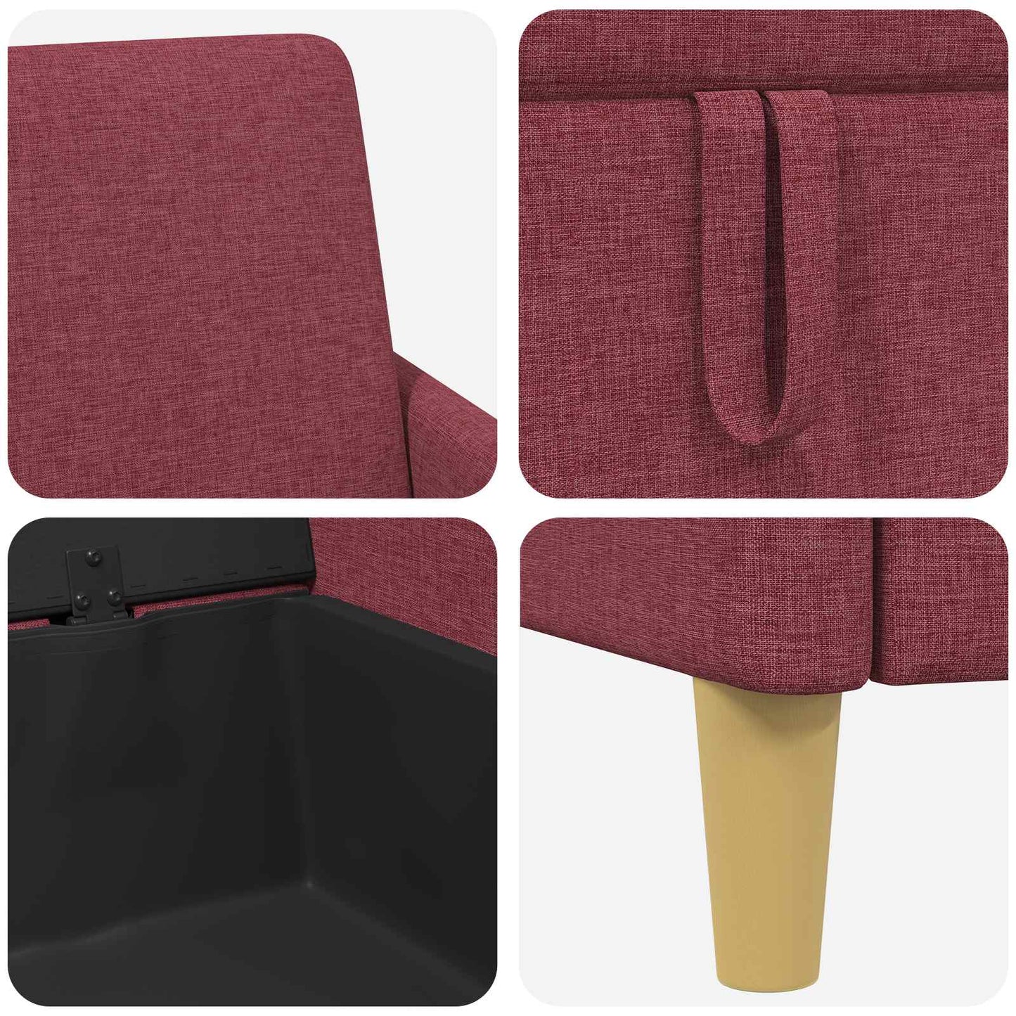 Divano con Storage Rosso Vino 72 x 78 x 87 cm Poliestere | homemem39