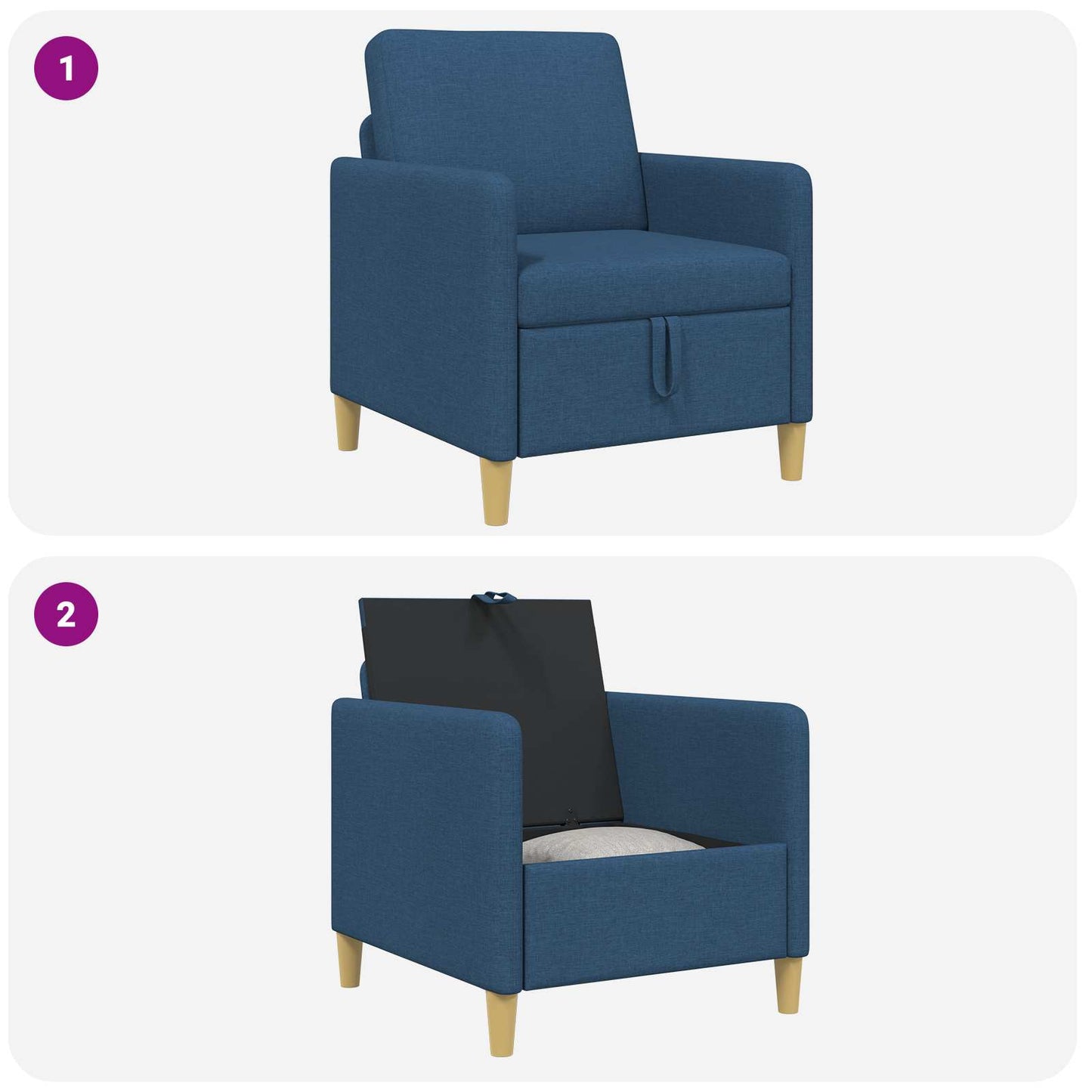 Divano con Storage Blu 72 x 78 x 87 cm Poliestere | homemem39