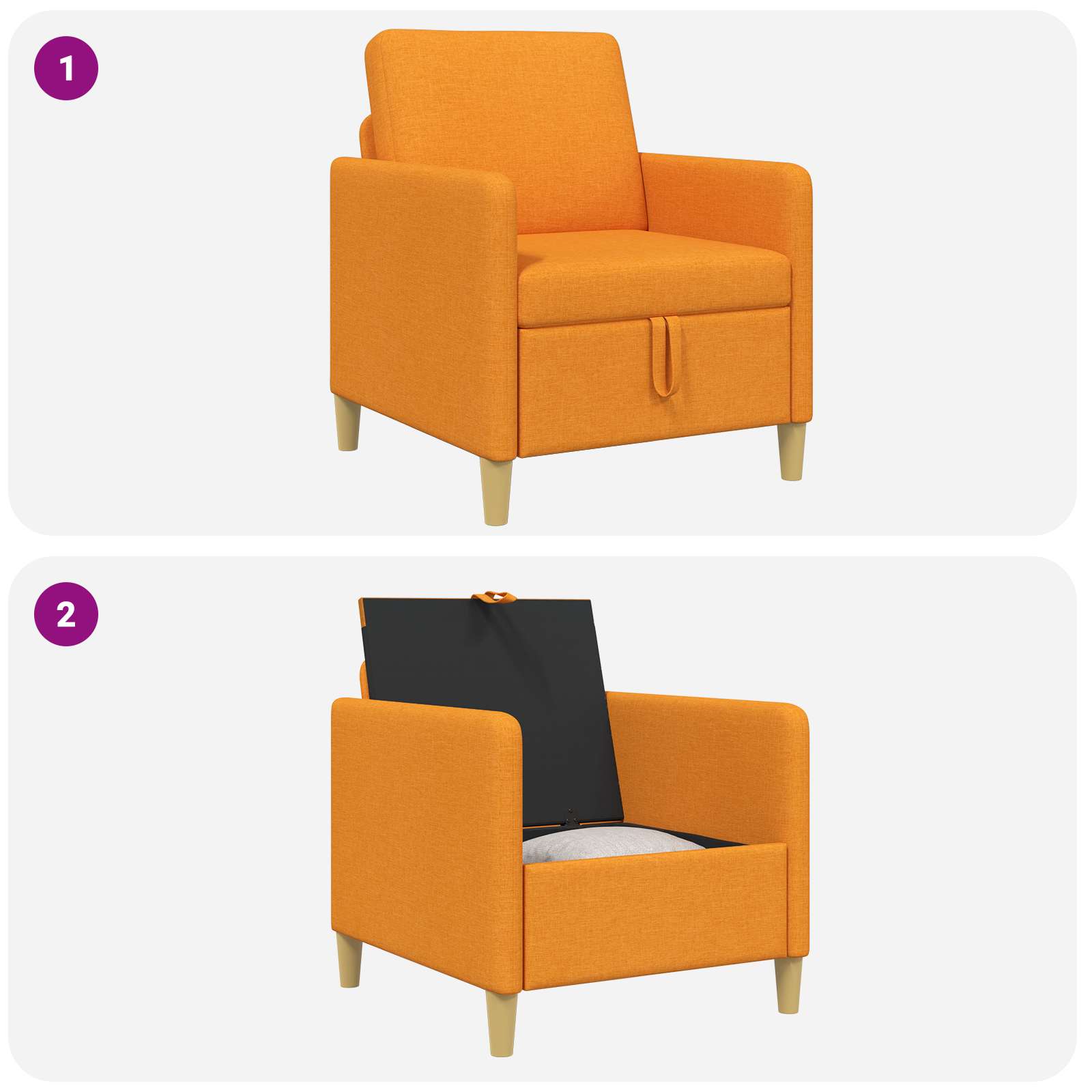 Divano con Storage Giallo Scuro 72 x 78 x 87 cm Poliestere | homemem39