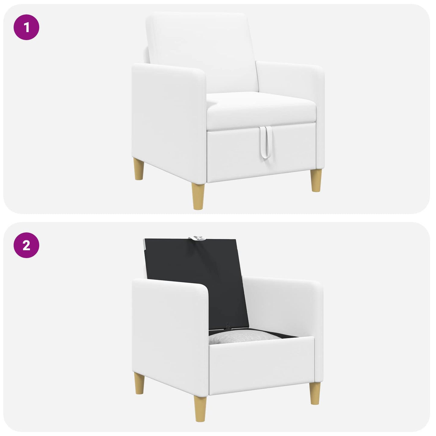 Divano con Storage Bianco 72 x 78 x 87 cm Poliestere | homemem39