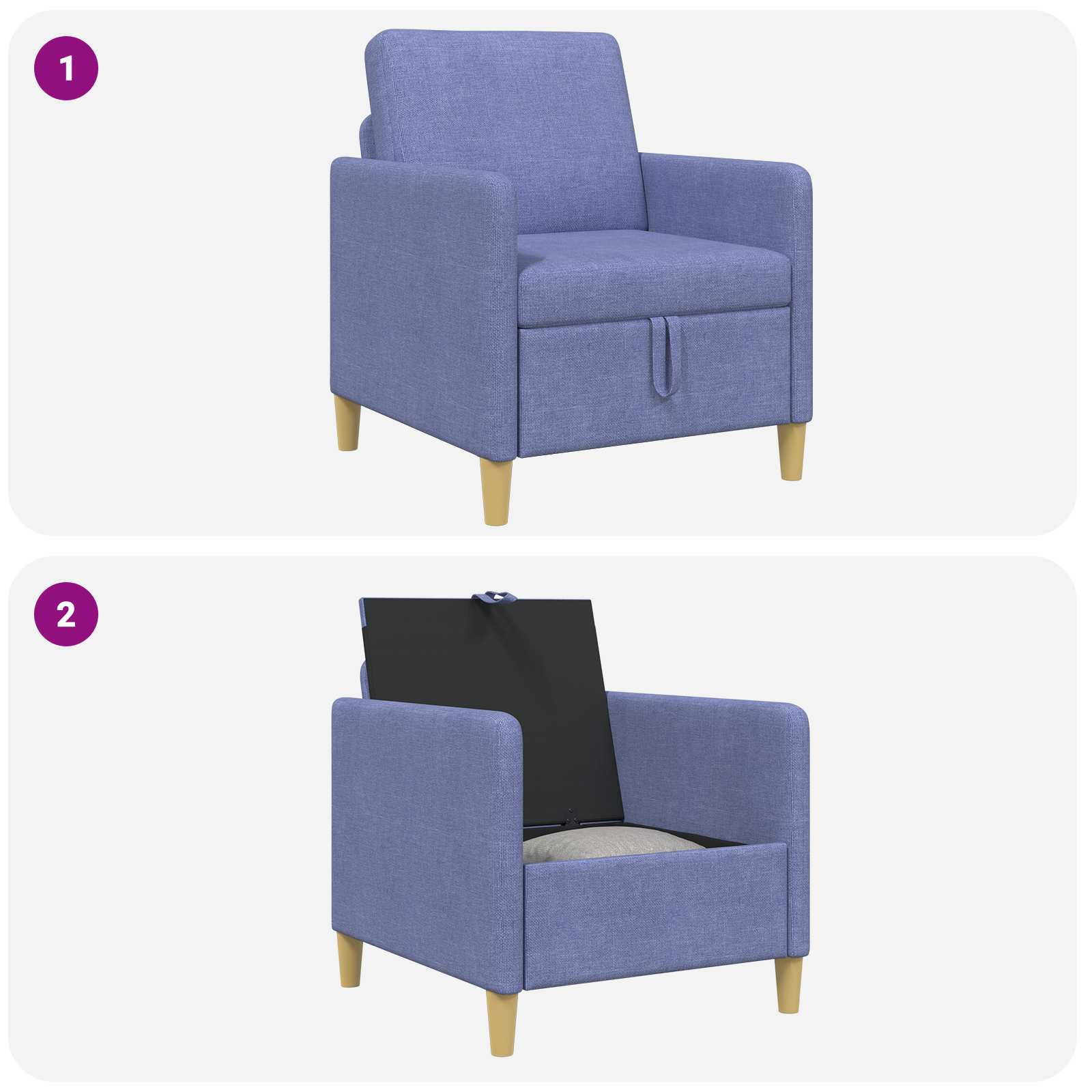 Divano con Storage Blu jeans 72 x 78 x 87 cm Poliestere | homemem39