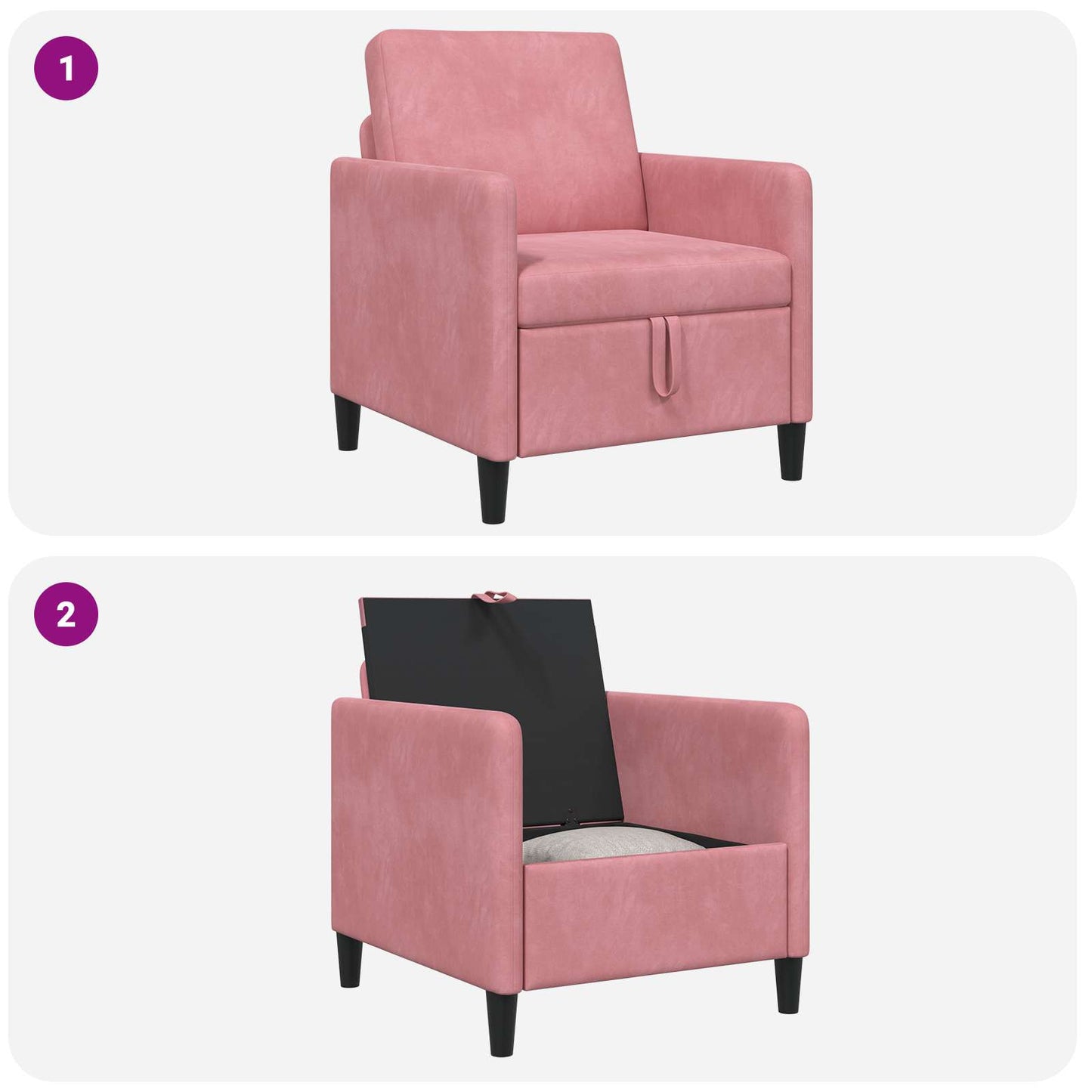 Divano con Storage Rosa 72 x 78 x 87 cm Poliestere | homemem39