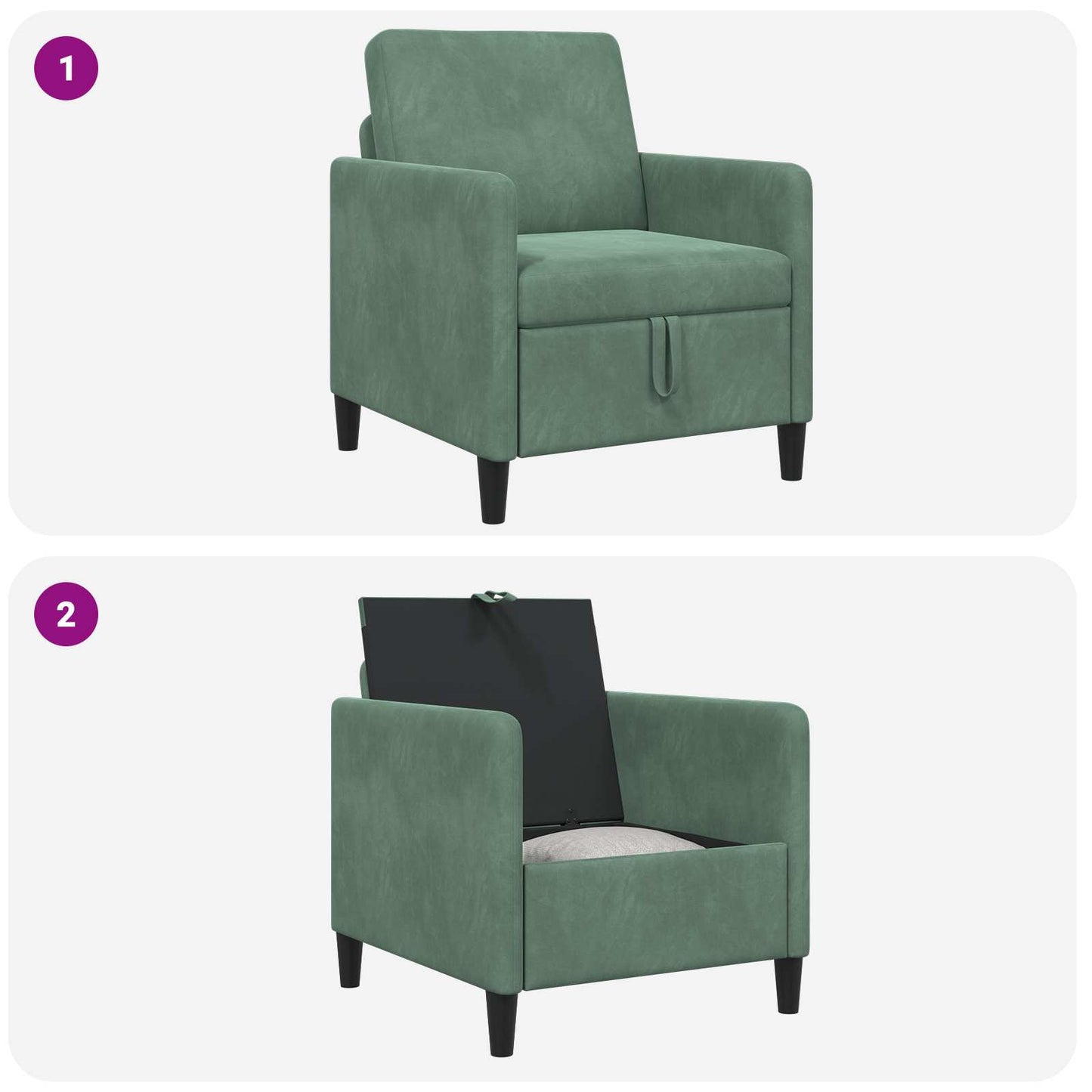 Divano con Storage Verde Mare 72 x 78 x 87 cm Poliestere | homemem39