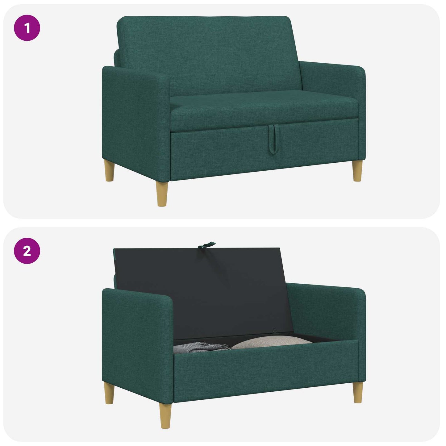 Divano con Storage Verde Scuro 122 x 78 x 87 cm Poliestere | homemem39