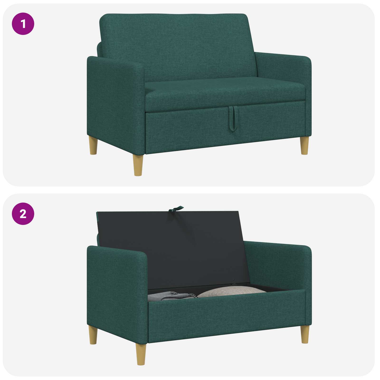 Divano con Storage Verde Scuro 122 x 78 x 87 cm Poliestere | homemem39