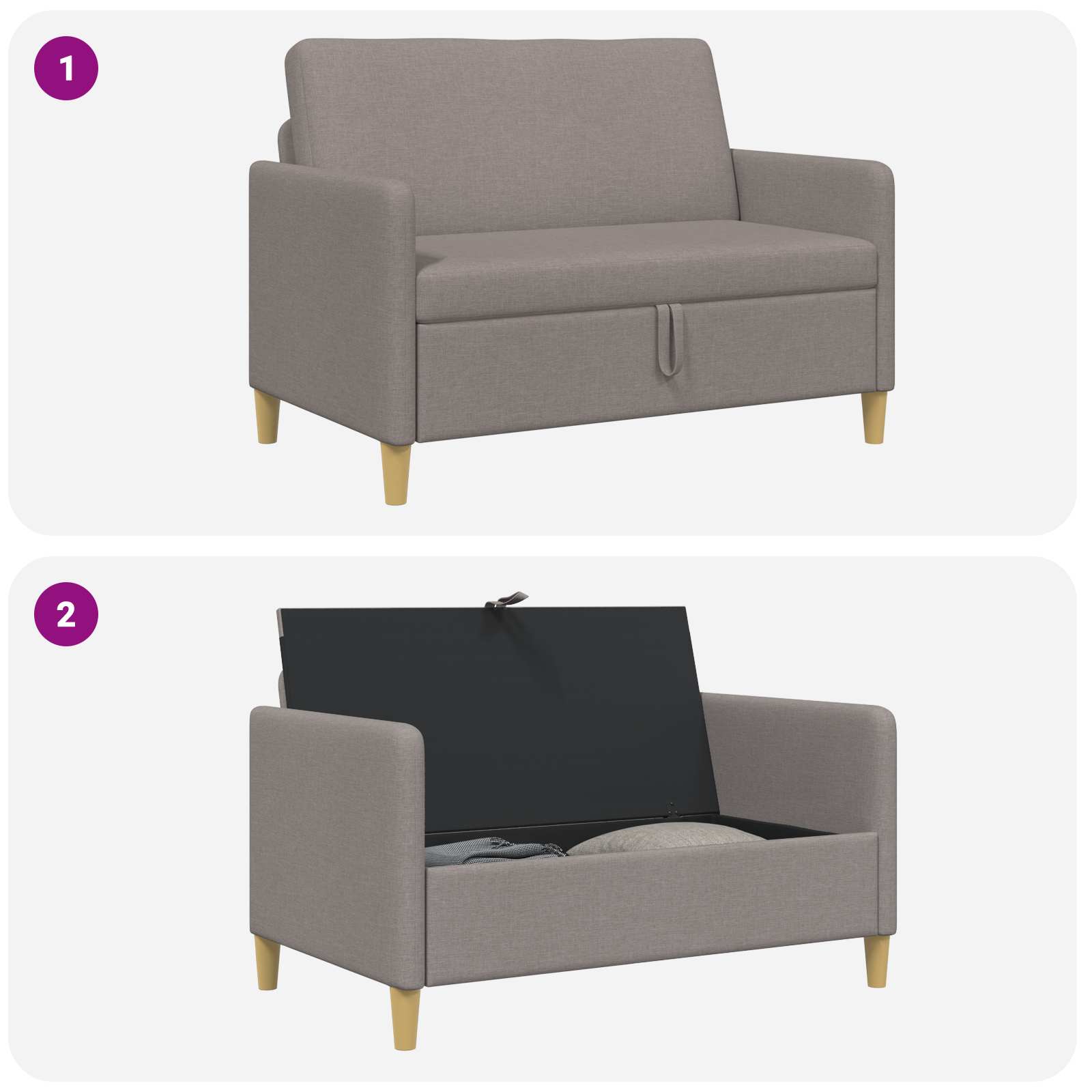 Divano con Storage Tortora 122 x 78 x 87 cm Poliestere | homemem39