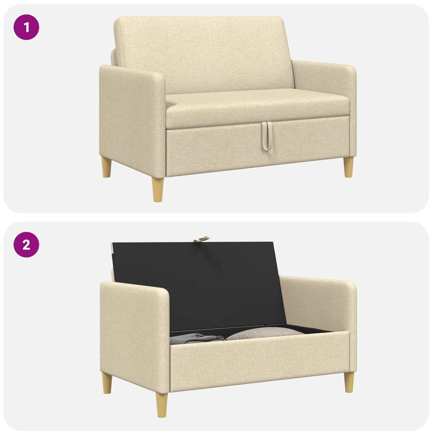 Divano con Storage Crema 122 x 78 x 87 cm Poliestere | homemem39