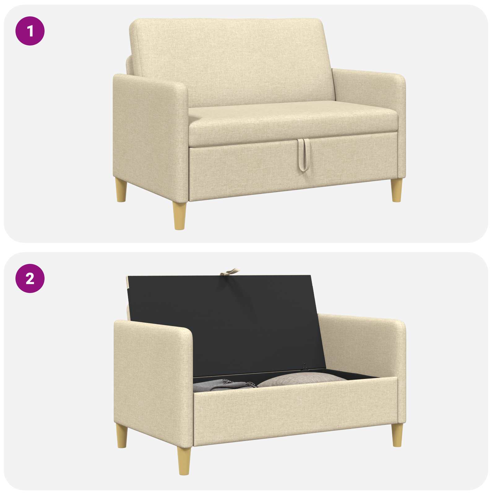 Divano con Storage Crema 122 x 78 x 87 cm Poliestere | homemem39