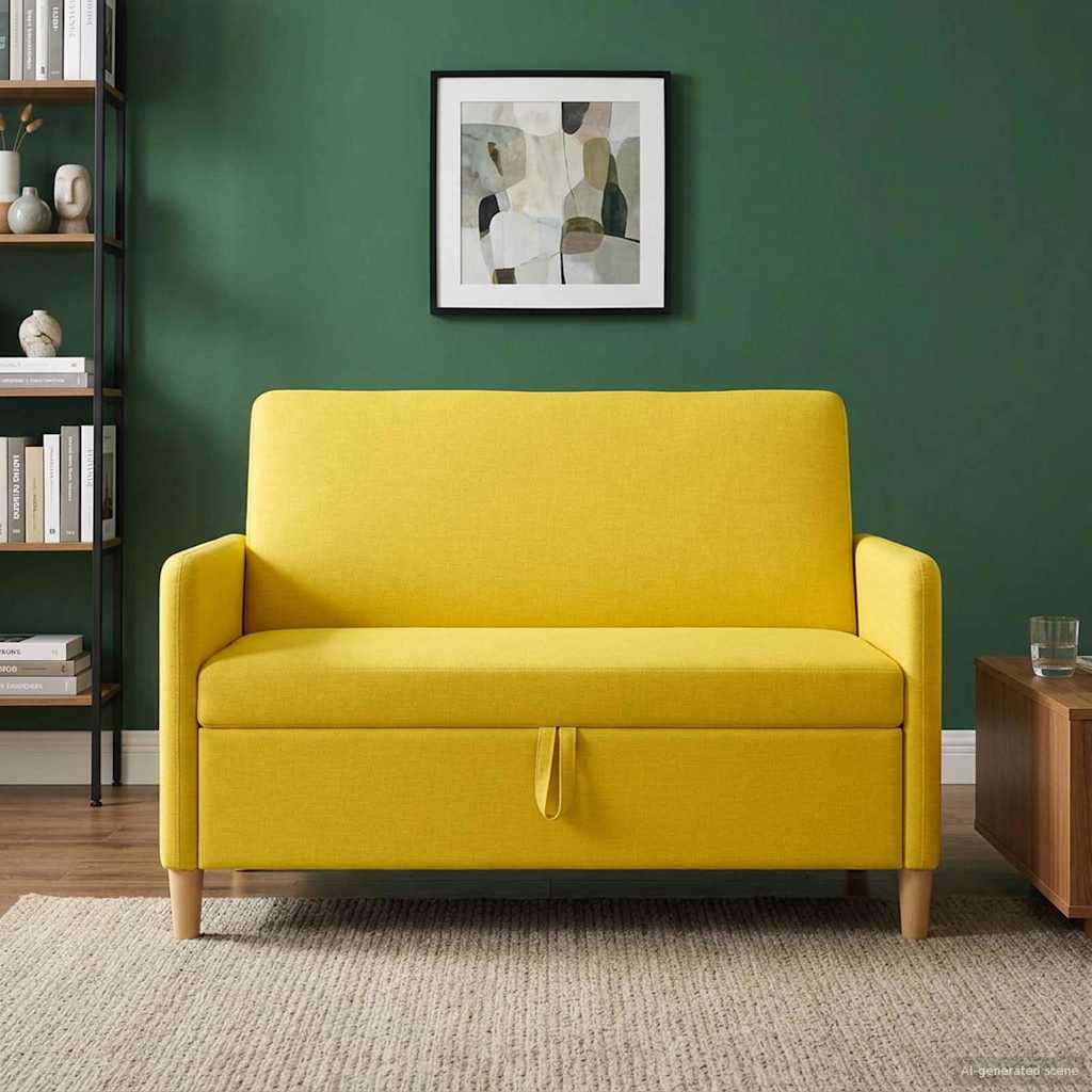 Divano con Storage Giallo Chiaro 122 x 78 x 87 cm Poliestere | homemem39