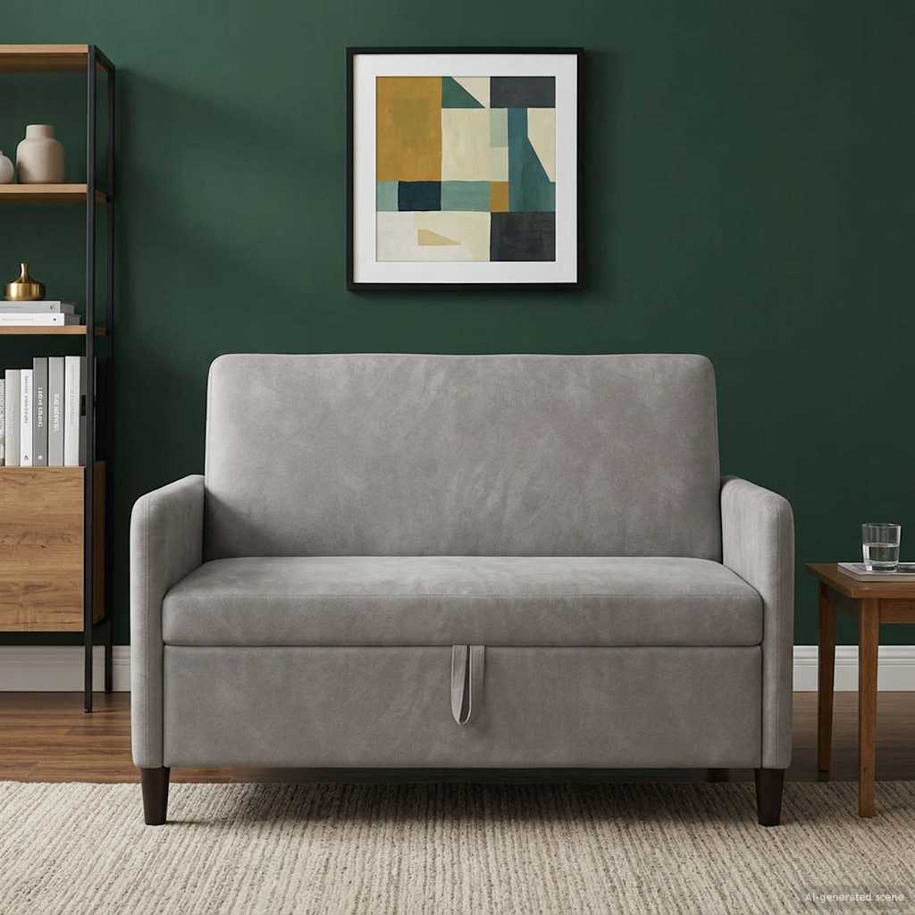 Divano con Storage Grigio Chiaro 122 x 78 x 87 cm Poliestere