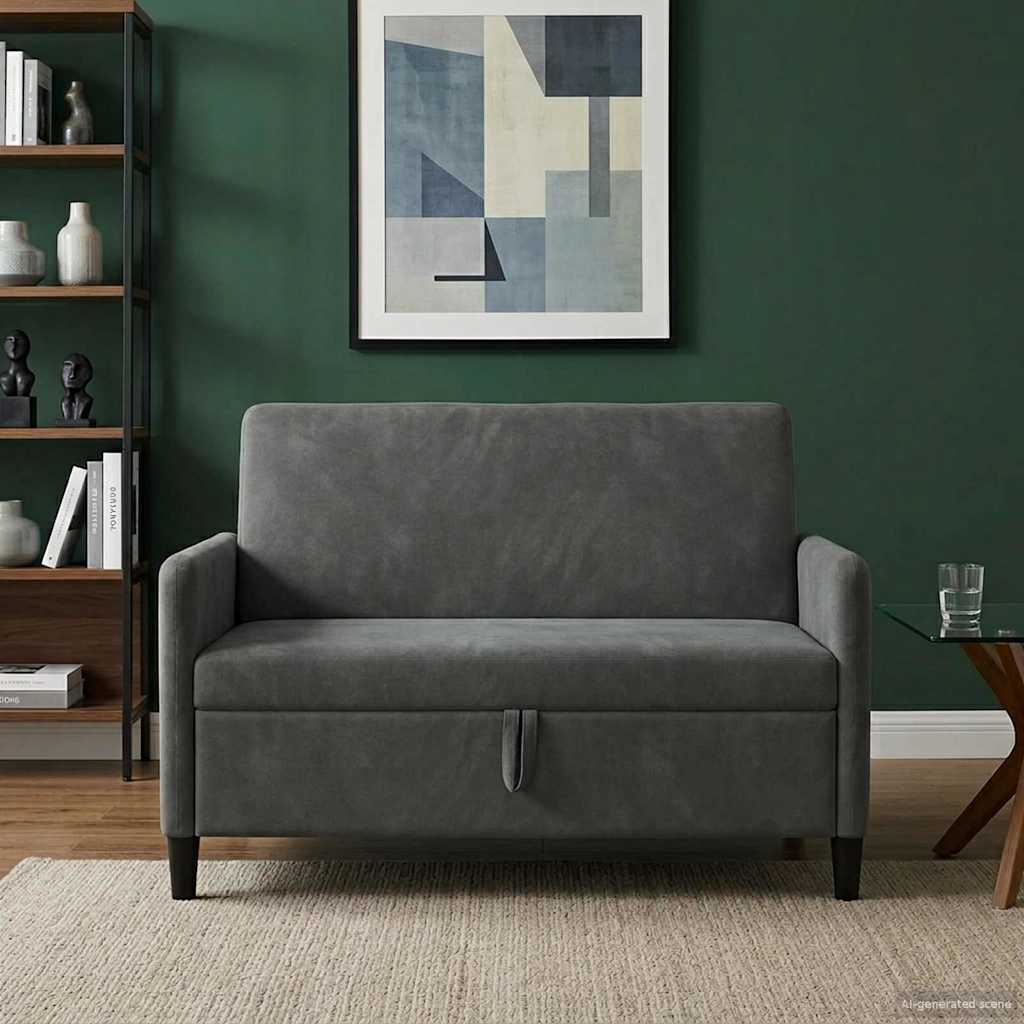 Divano con Storage Grigio Scuro 122 x 78 x 87 cm Poliestere