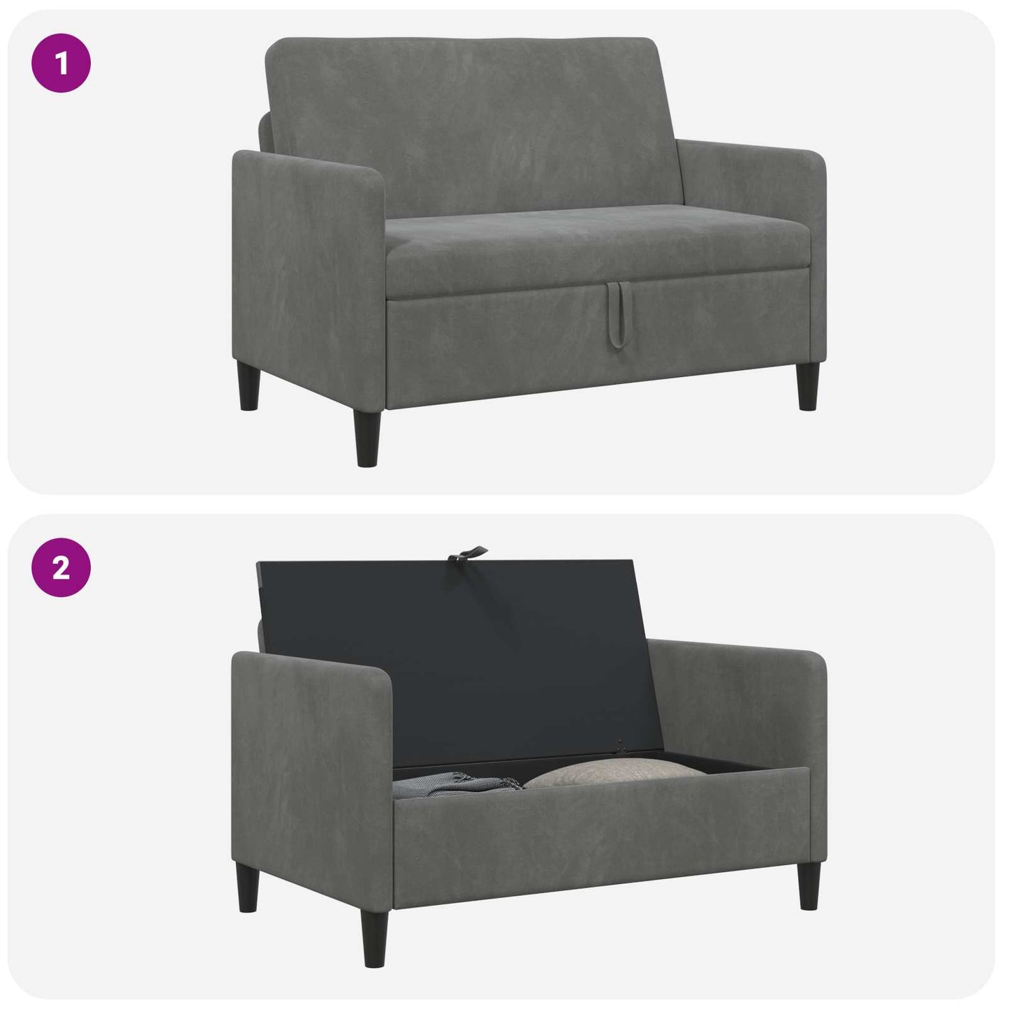Divano con Storage Grigio Scuro 122 x 78 x 87 cm Poliestere | homemem39