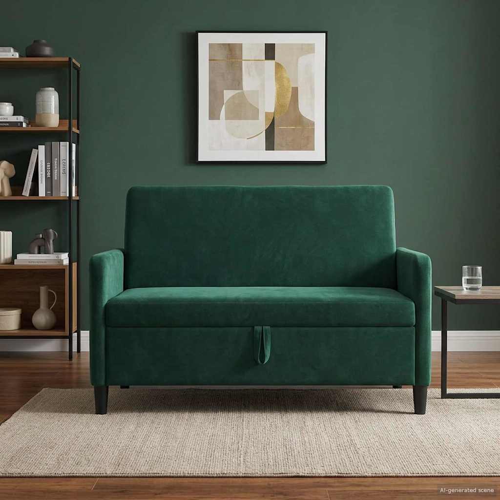 Divano con Storage Verde Scuro 122 x 78 x 87 cm Poliestere | homemem39