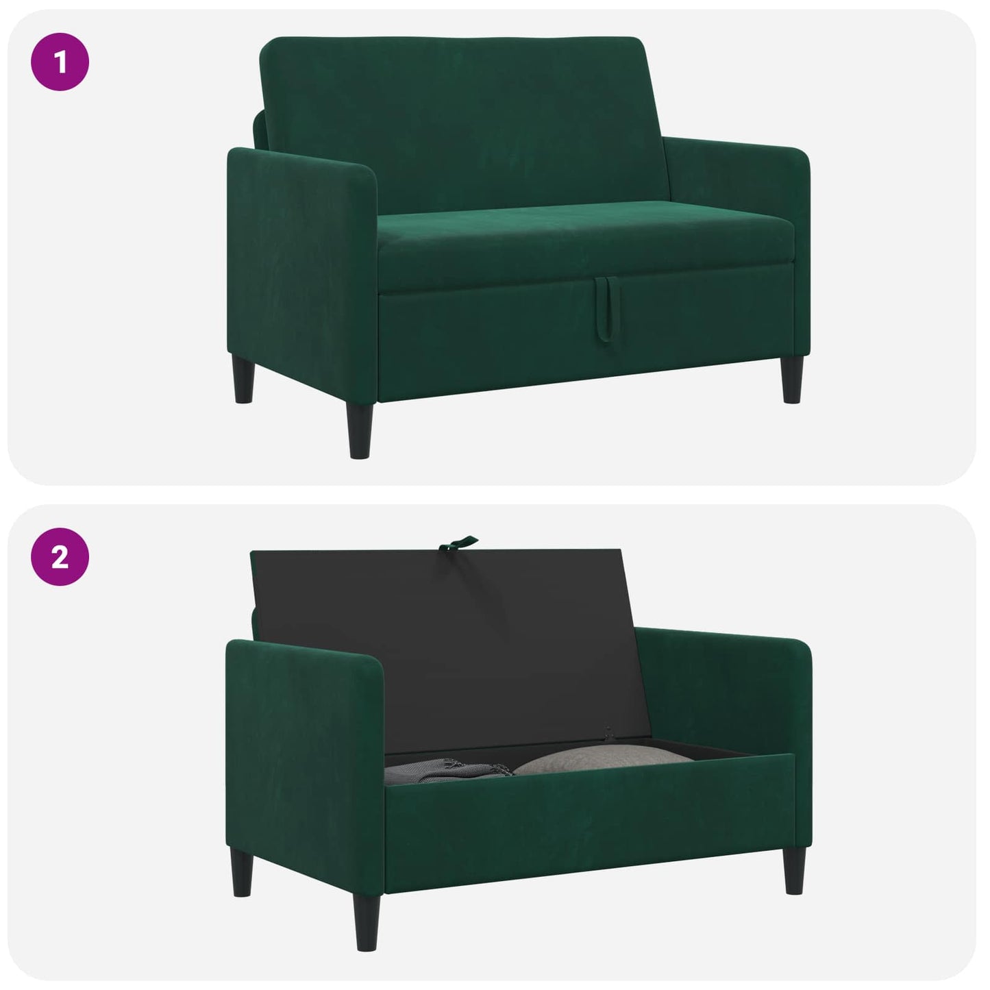 Divano con Storage Verde Scuro 122 x 78 x 87 cm Poliestere | homemem39