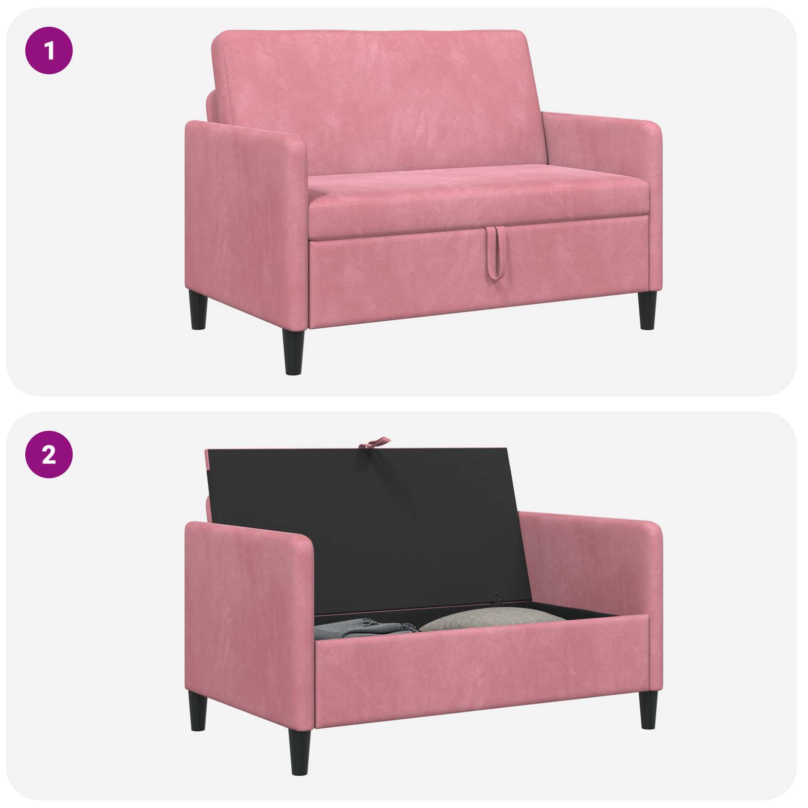 Divano con Storage Rosa 122 x 78 x 87 cm Poliestere | homemem39